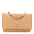 Caviar Quilted Wallet on Chain WOC Beige wholesalehk.shop