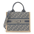 Oblique Chambray Calfskin Small Book Tote With Strap Blue Latte £¨ Direct shipment via from wholesalehk.shop