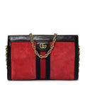 Suede Patent Web Small Ophidia Chain Shoulder Bag Hibiscus Red Black wholesalehk.shop
