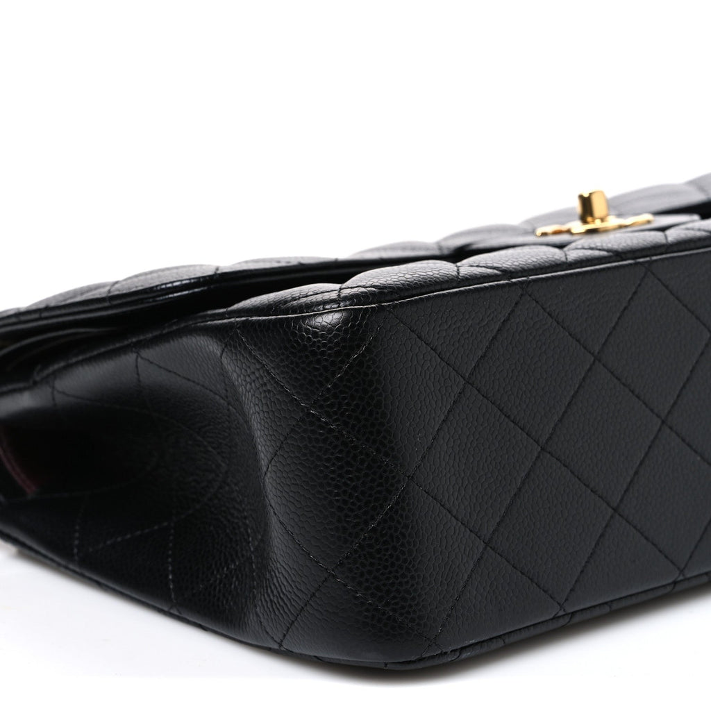 Caviar Quilted Jumbo Double Flap Black wholesalehk.shop