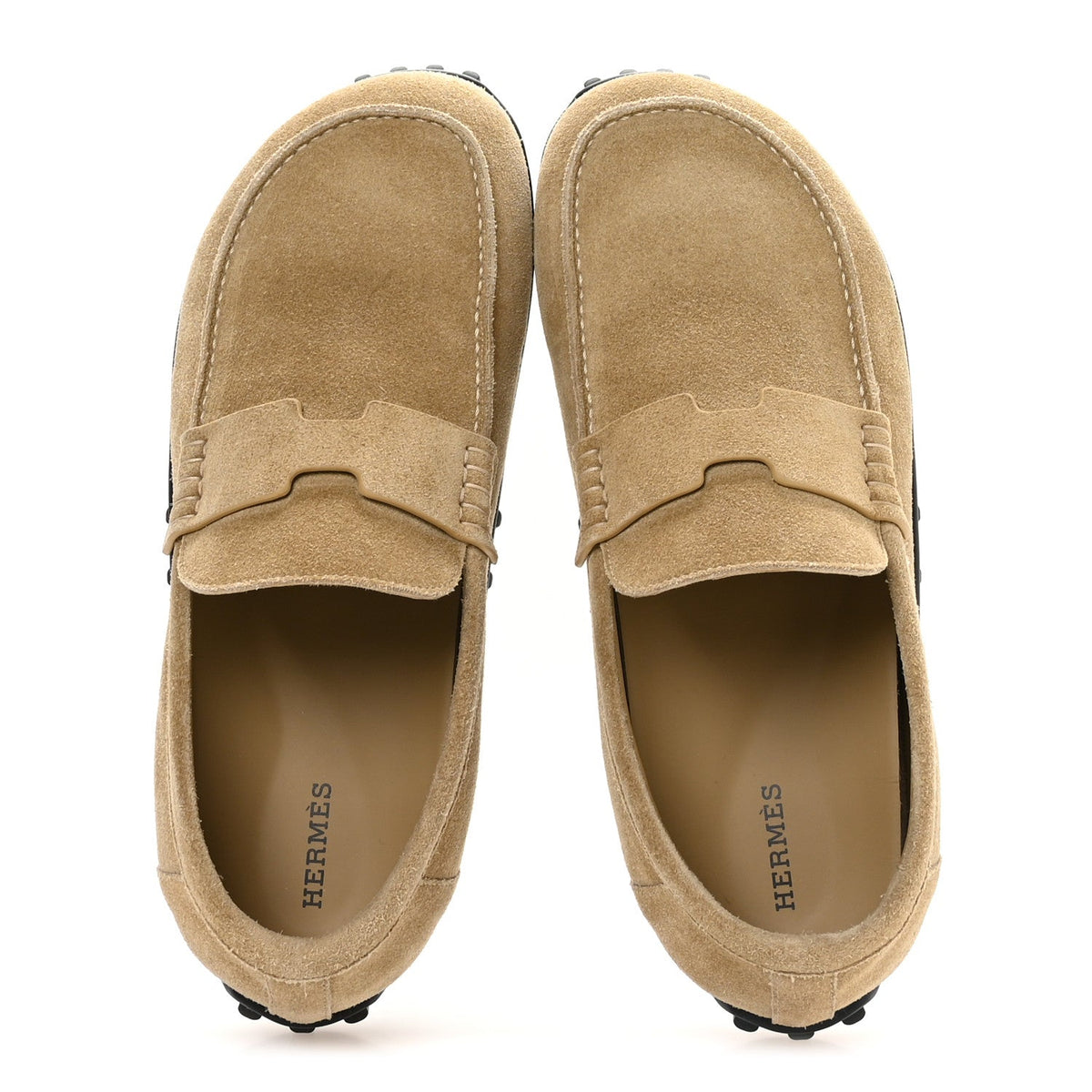Suede Calfskin Mens Lazy Loafers 40 Beige Sable wholesalehk.shop