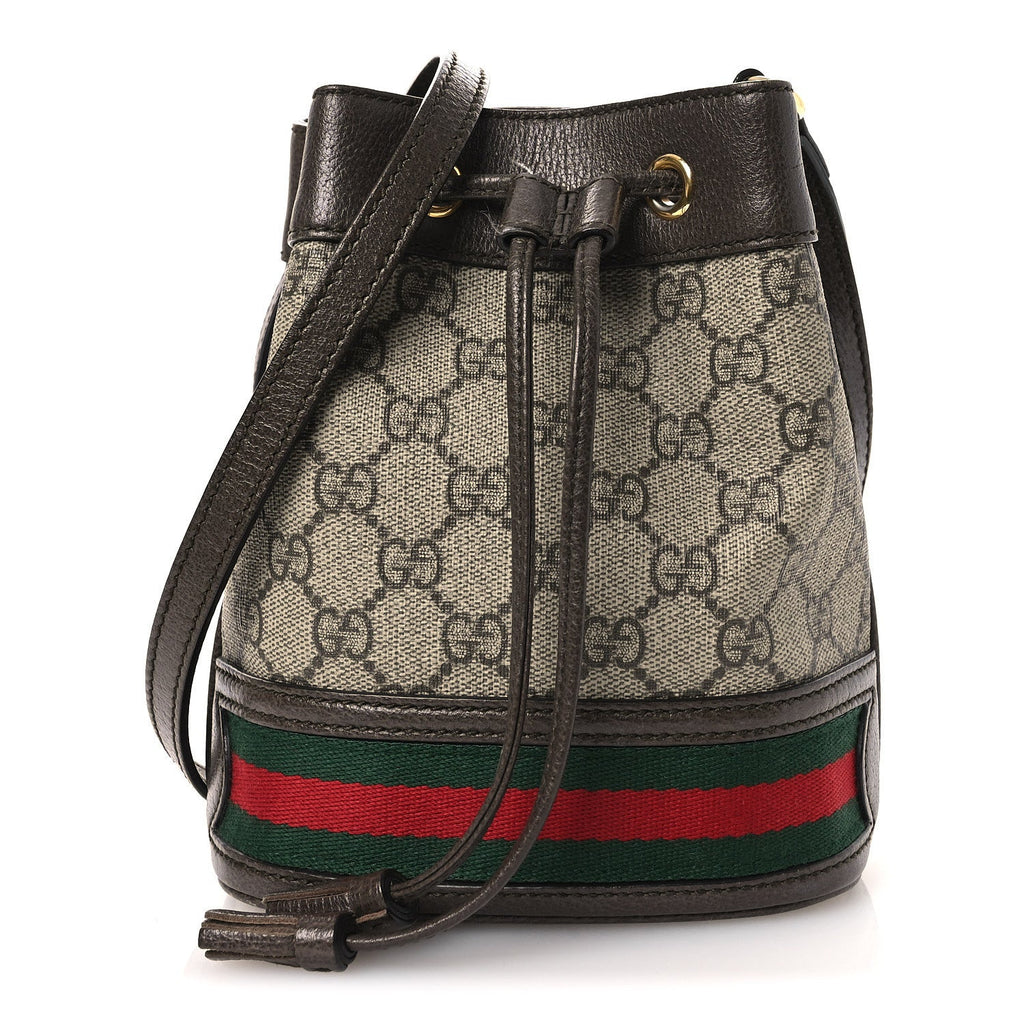 GG Supreme Monogram Web Mini Ophidia Bucket Bag Brown wholesalehk.shop