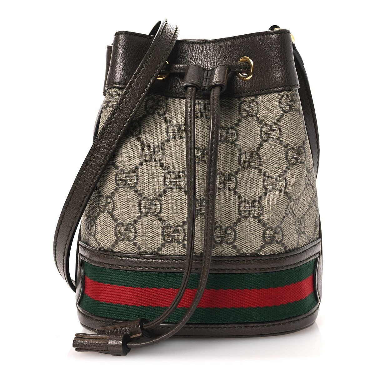 GG Supreme Monogram Web Mini Ophidia Bucket Bag Brown wholesalehk.shop