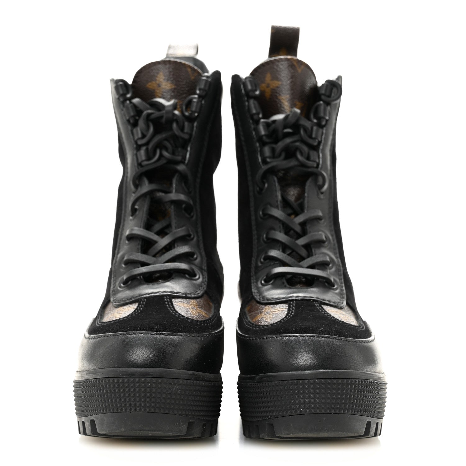 Suede Calfskin Monogram Laureate Platform Desert Boots 34.5 Black £¨ Direct shipment via from wholesalehk.shop