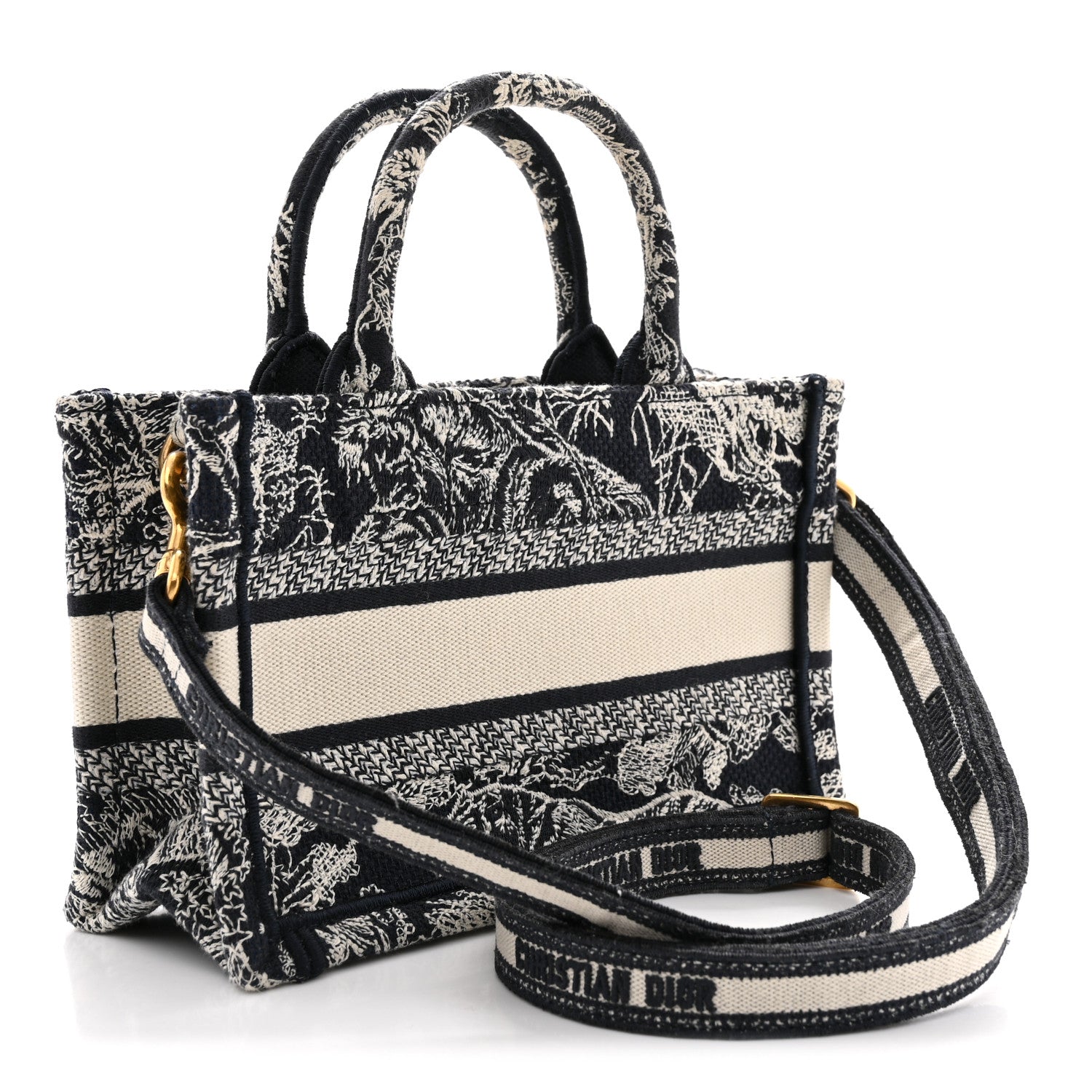 Canvas Embroidered Toile De Jouy Reverse Mini Book Tote With Strap Blue Multicolor £¨ Direct shipment via from wholesalehk.shop