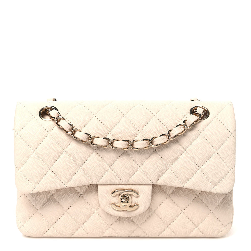 Caviar Quilted Small Double Flap Light Beige wholesalehk.shop