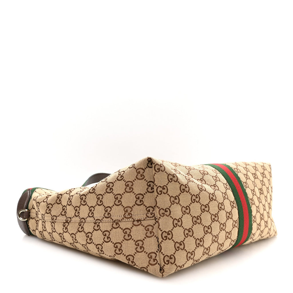 GG Monogram Web Large Giglio Tote Beige Brown wholesalehk.shop