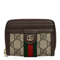GG Supreme Monogram Textured Dollar Calfskin Web Ophidia Zip Around Card Case Wallet Beige Ebony New Acero wholesalehk.shop