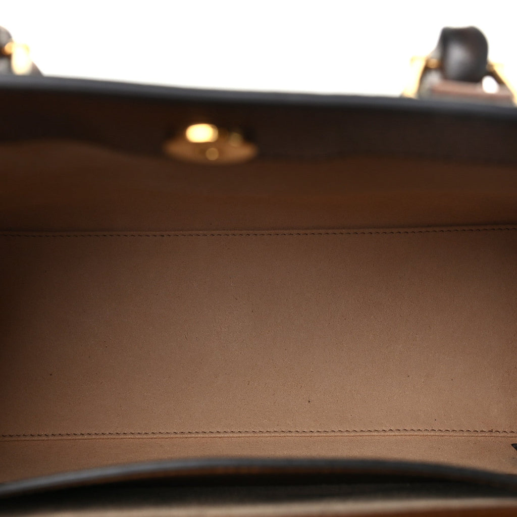 Textured Dollar Calfskin Web Small Diana Tote Bag Cuir Black wholesalehk.shop