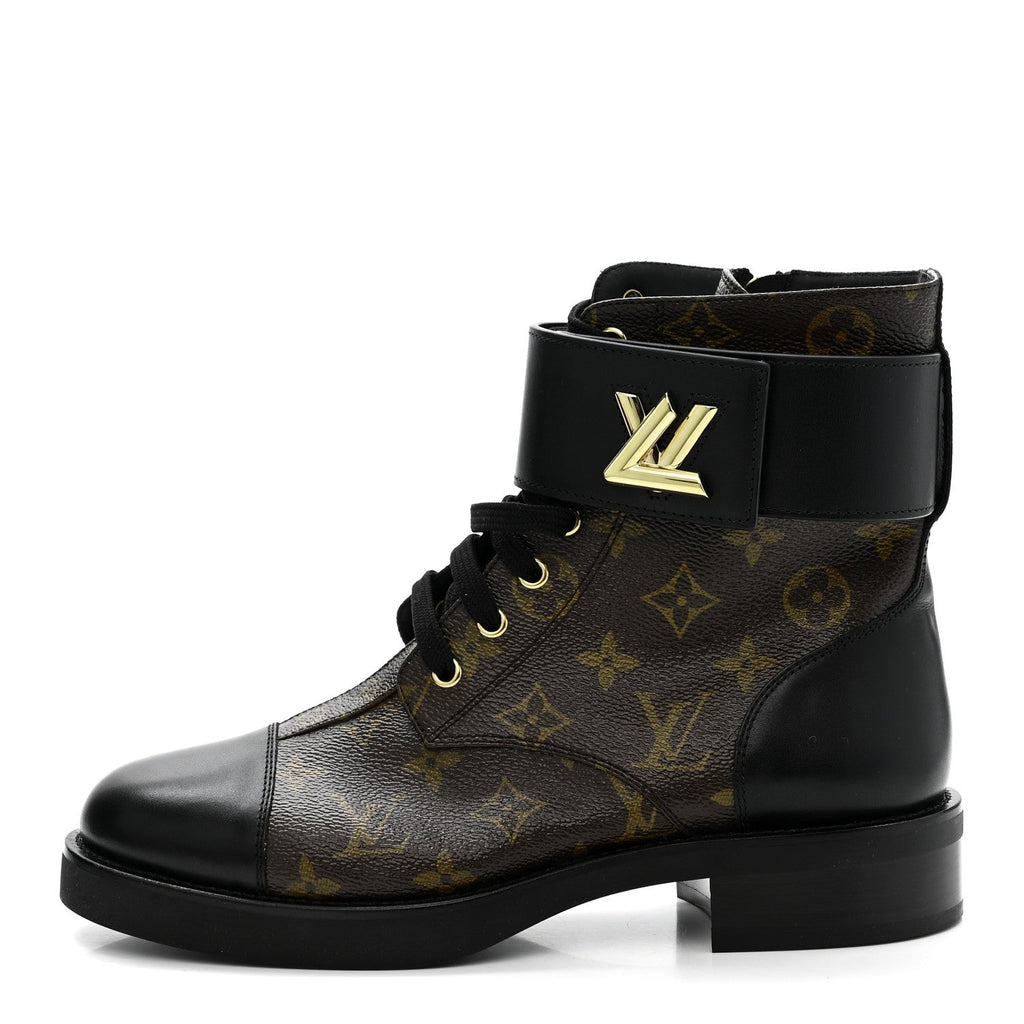 Calfskin Monogram Wonderland Flat Ranger Boots 39 Black £¨ Direct shipment via from wholesalehk.shop