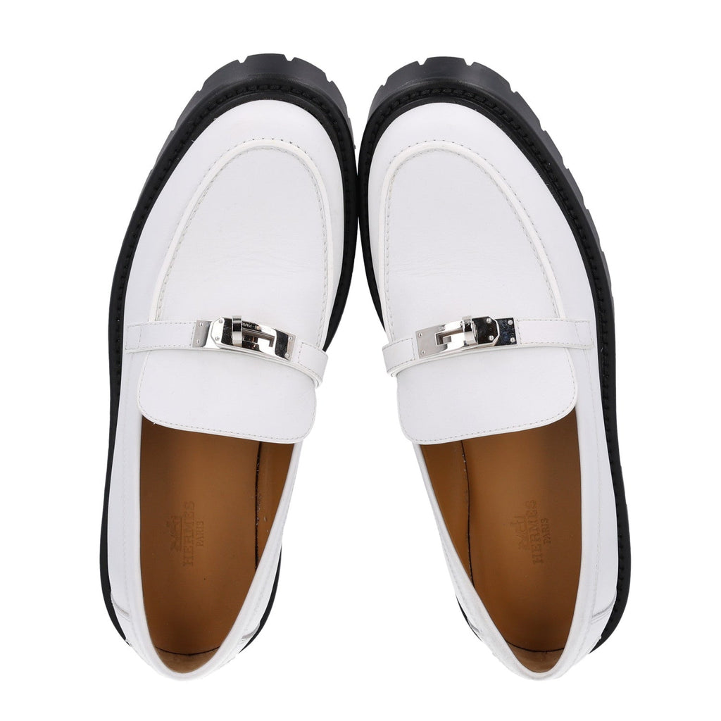 Calfskin Womens Icone Loafers 38.5 White wholesalehk.shop