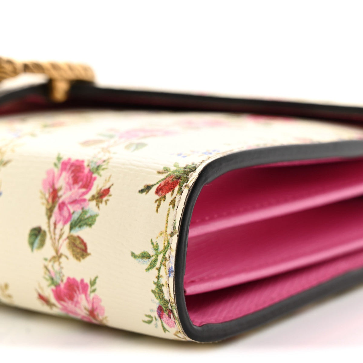 Calfskin Floral Print Mini Dionysus Chain Wallet Ivory Pink wholesalehk.shop