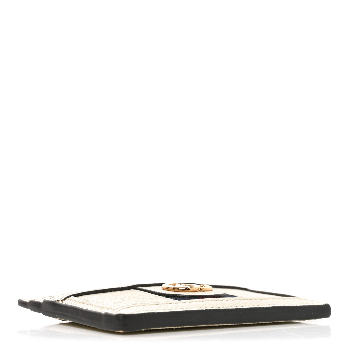 Textured Calfskin Web Ophidia Card Holder Mystic White wholesalehk.shop