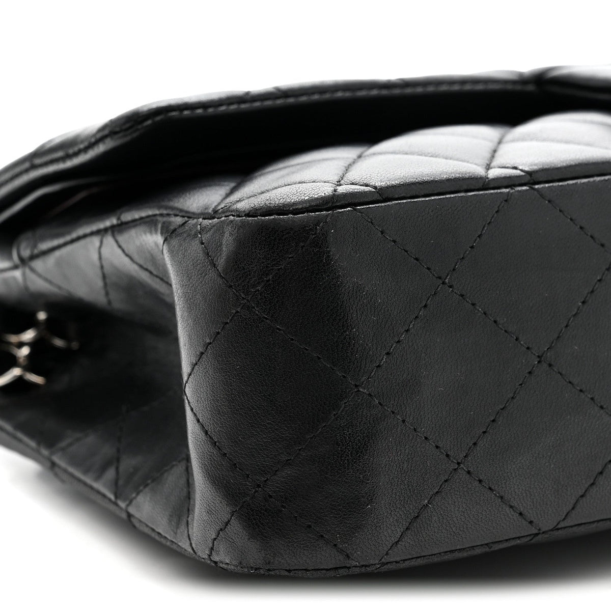 Lambskin Quilted Medium Double Flap Black wholesalehk.shop