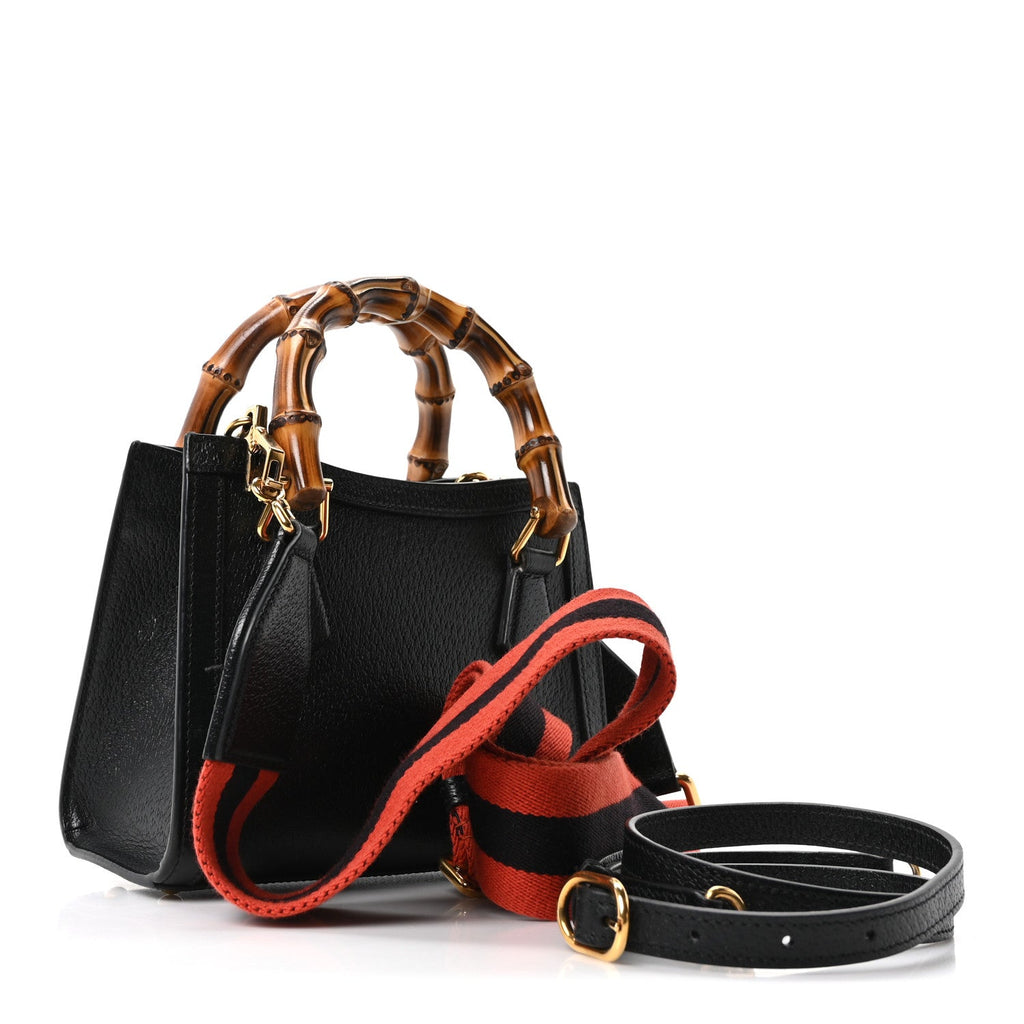 Textured Dollar Calfskin Web Mini Diana Tote Bag Black Dusty Grey wholesalehk.shop
