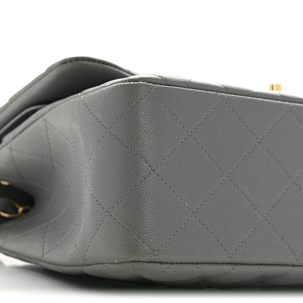 Caviar Quilted Jumbo Double Flap Grey wholesalehk.shop