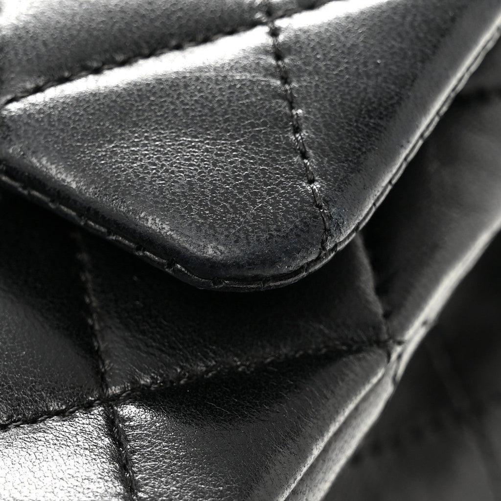 Lambskin Quilted Medium Double Flap Black wholesalehk.shop