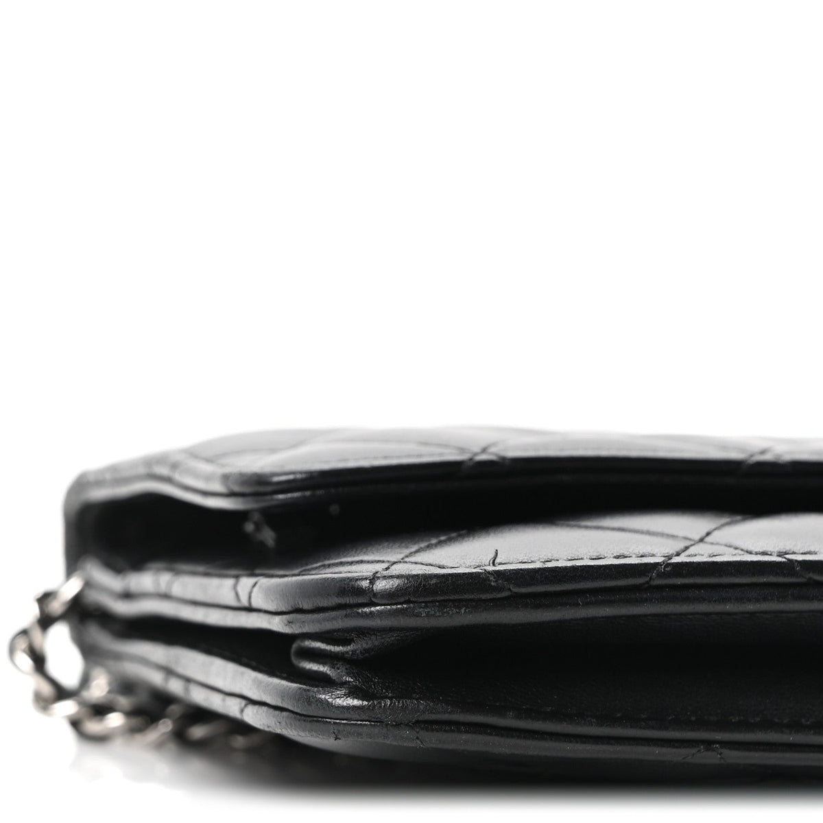 Lambskin Quilted Wallet On Chain WOC Black wholesalehk.shop
