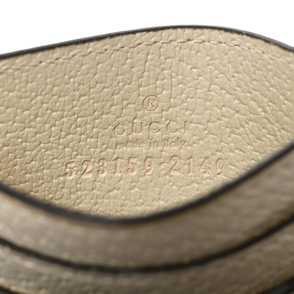 Textured Calfskin Web Ophidia Card Holder Mystic White wholesalehk.shop