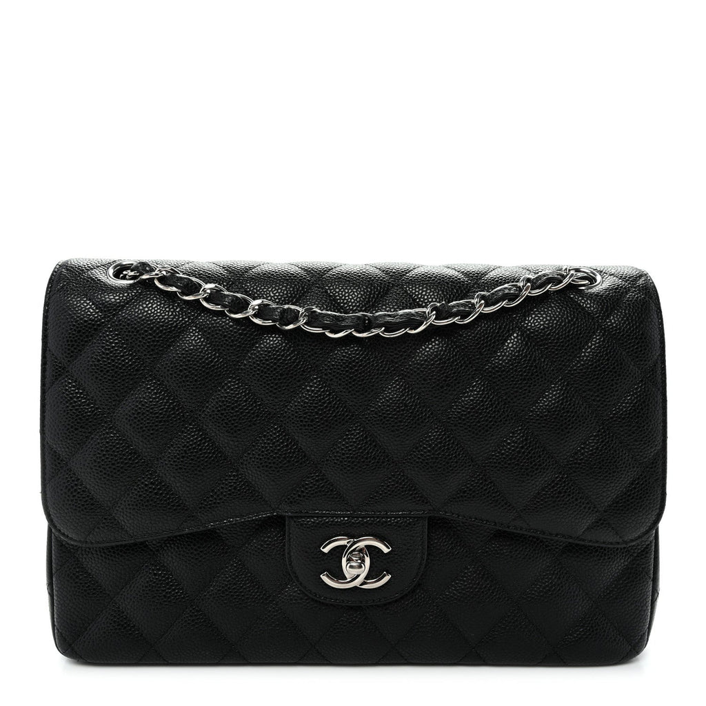 Caviar Quilted Jumbo Double Flap Black wholesalehk.shop