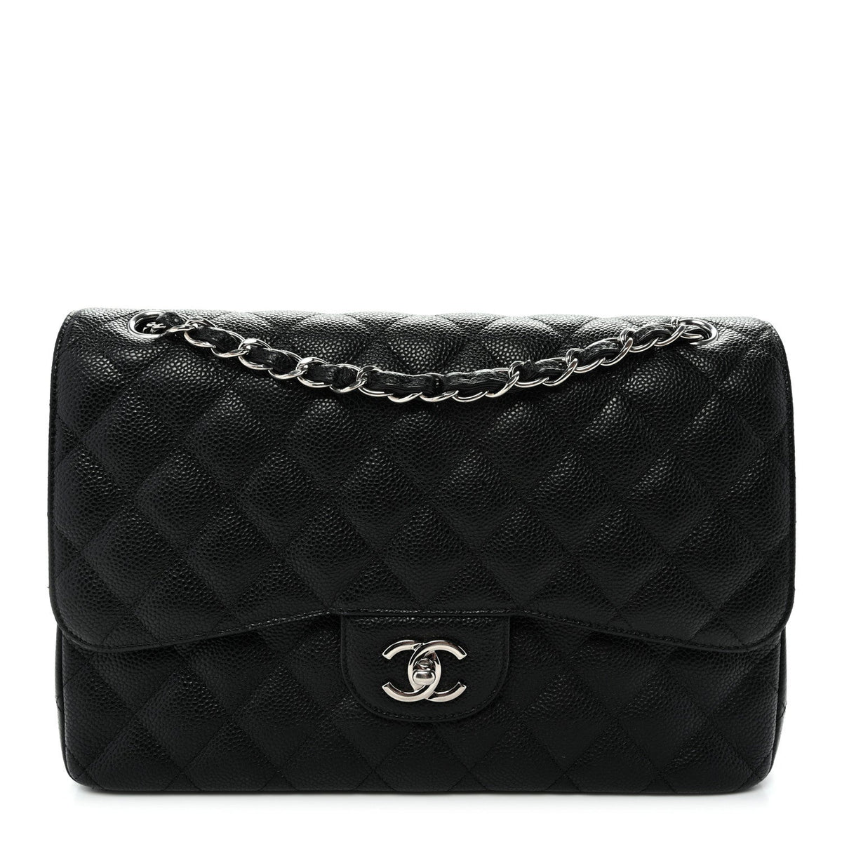 Caviar Quilted Jumbo Double Flap Black wholesalehk.shop