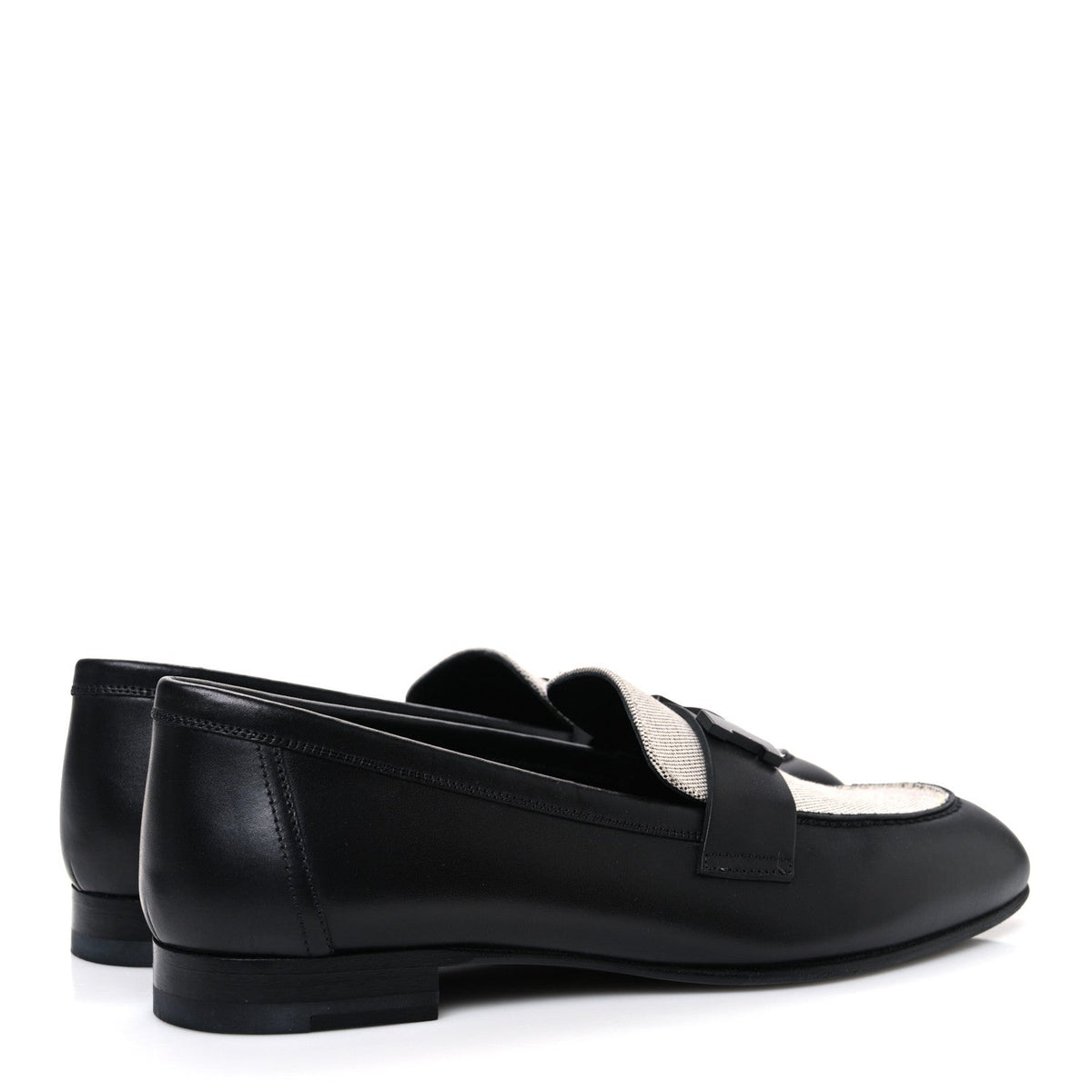 Toile De Coton Calfskin Womens Paris Loafers 37 Black Prunoir wholesalehk.shop