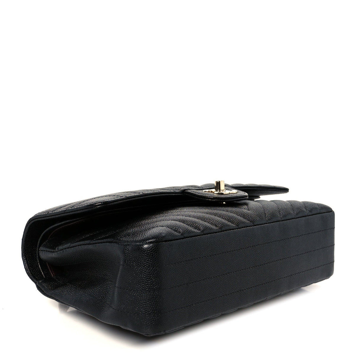 Caviar Chevron Quilted Medium Double Flap Black wholesalehk.shop
