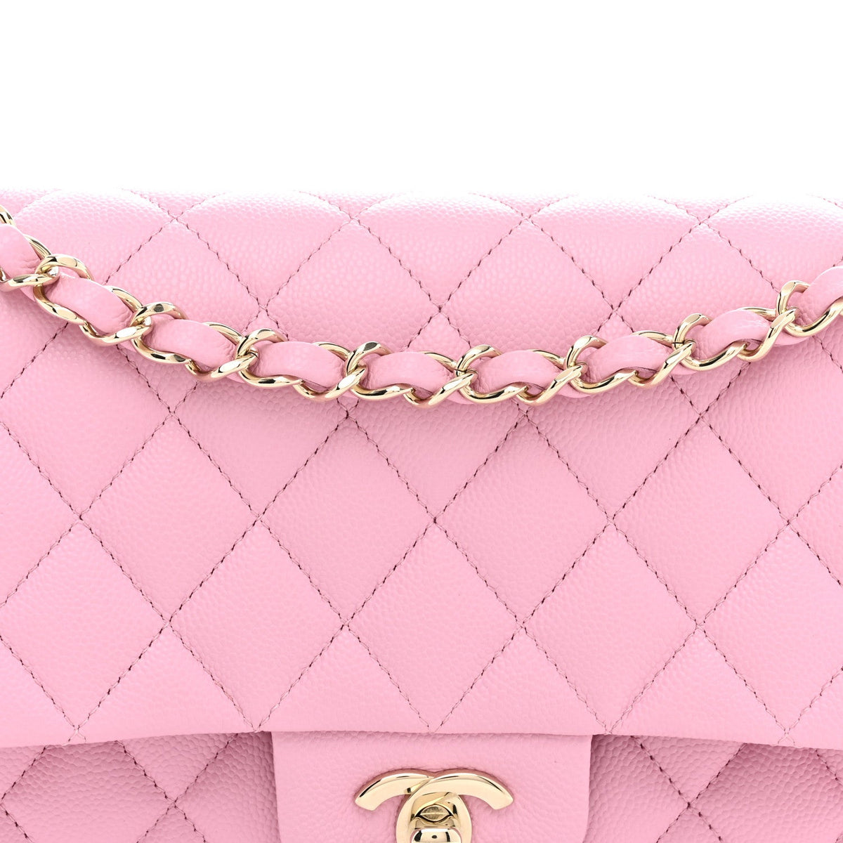 Caviar Quilted Medium Double Flap Light Pink wholesalehk.shop