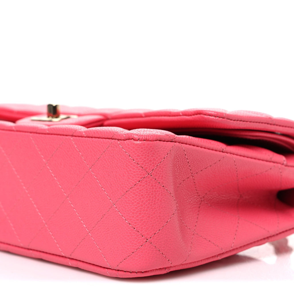 Caviar Quilted Medium Double Flap Pink wholesalehk.shop