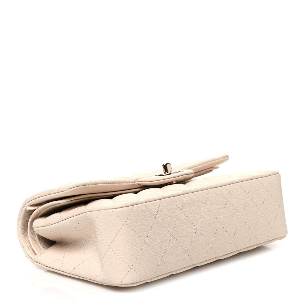 Caviar Quilted Small Double Flap Light Beige wholesalehk.shop