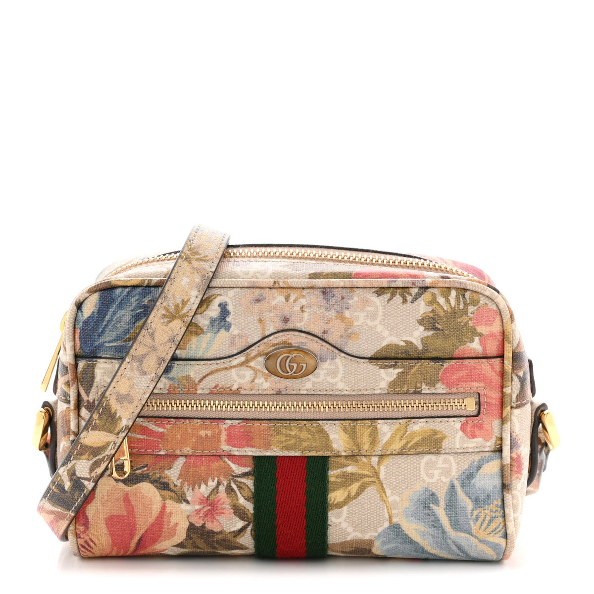 GG Supreme Monogram Water Flora Web Mini Ophidia Shoulder Bag Beige White Multicolor wholesalehk.shop