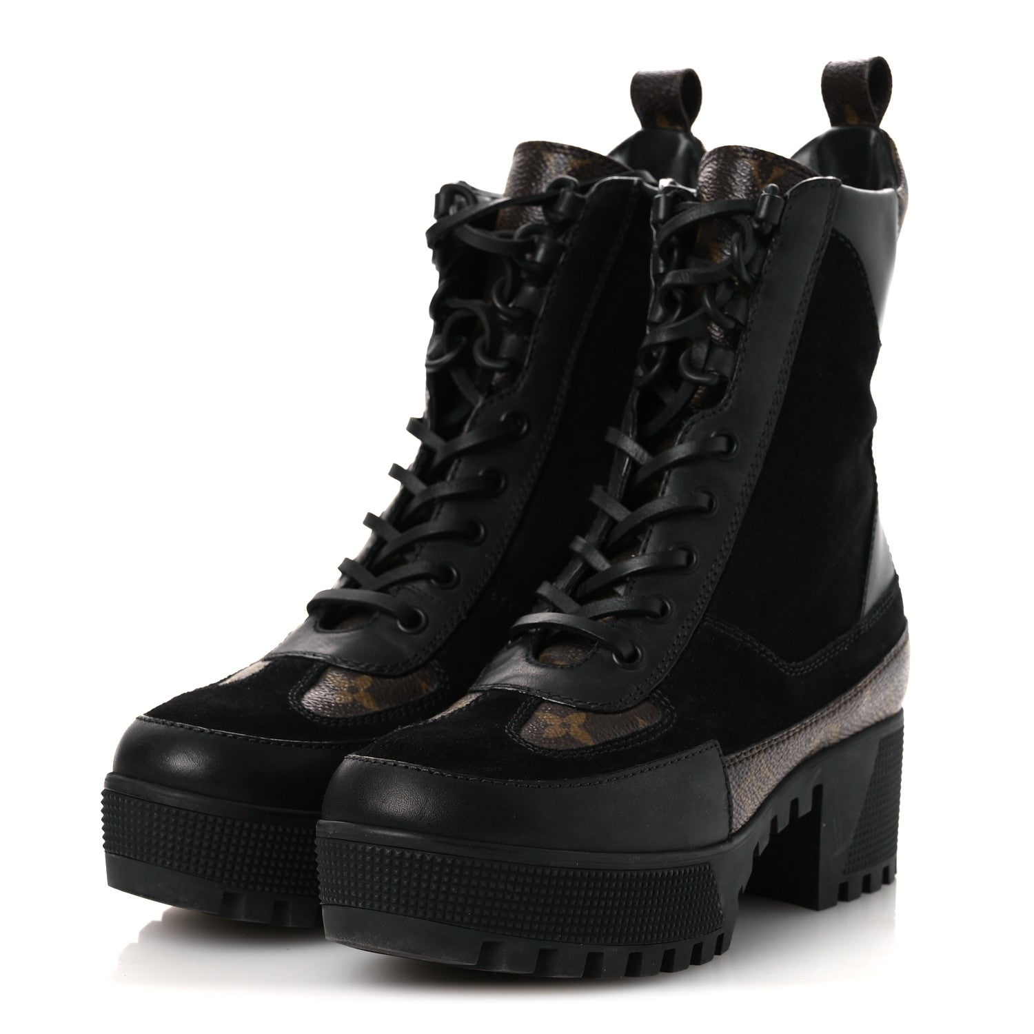 Suede Calfskin Monogram Laureate Platform Desert Boots 36 Black £¨ Direct shipment via from wholesalehk.shop