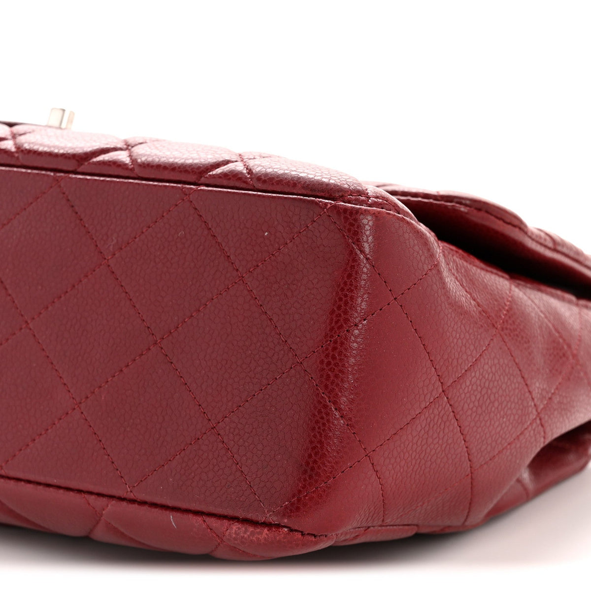 Caviar Quilted Jumbo Double Flap Dark Red wholesalehk.shop