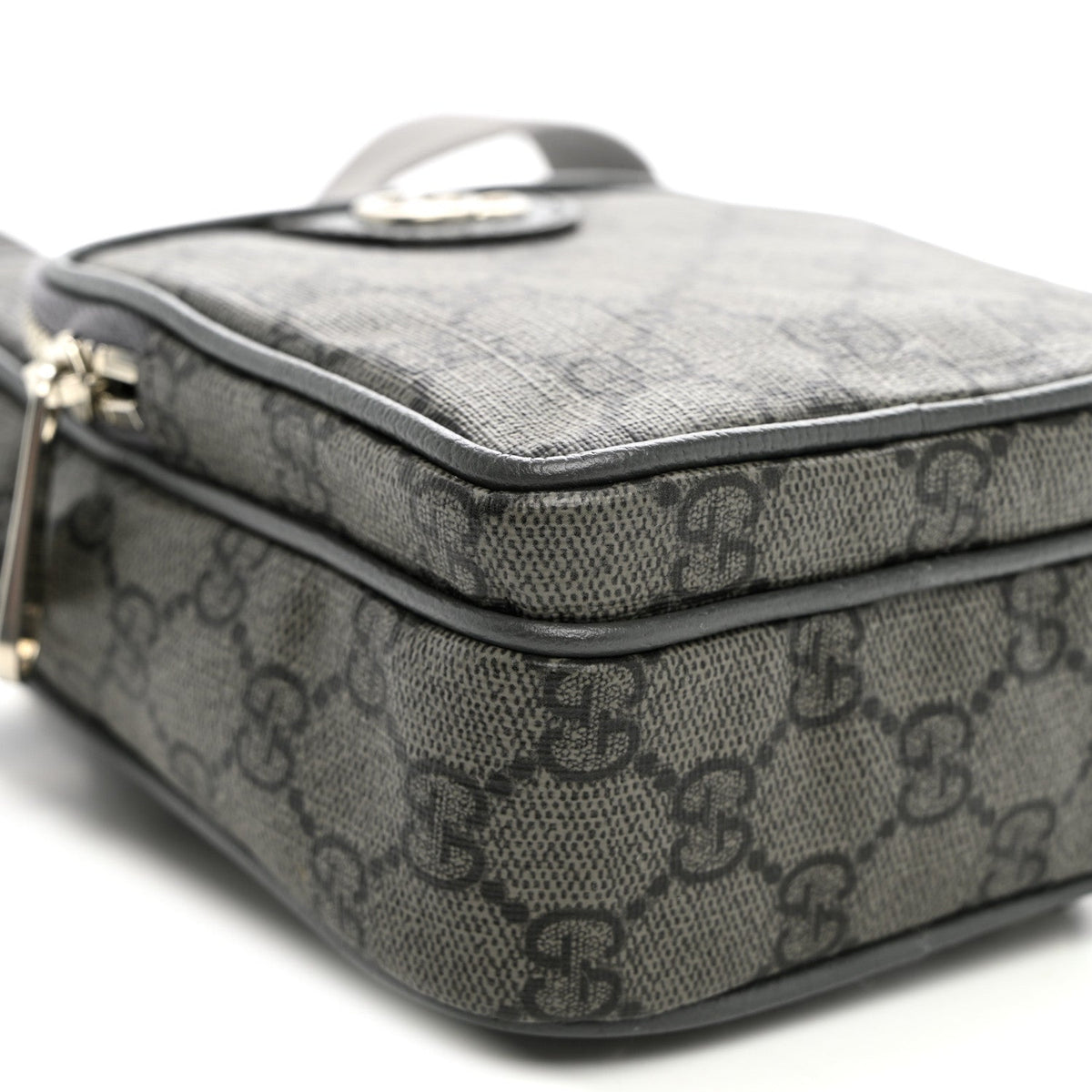 GG Supreme Monogram Textured Dollar Calfskin Mini Ophidia Messenger Grey Black Graphite Grey wholesalehk.shop