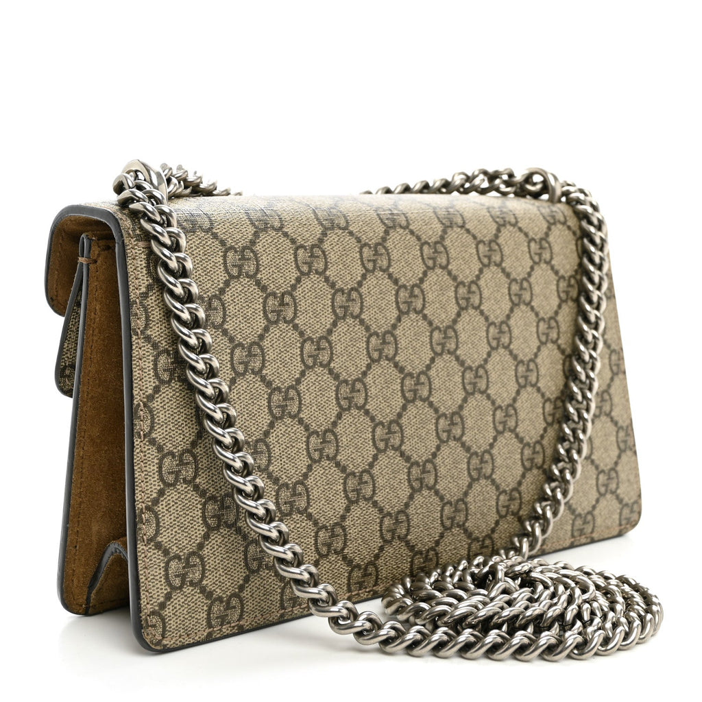 GG Supreme Monogram Suede Crystal Small Dionysus Shoulder Bag Beige Ebony Taupe wholesalehk.shop
