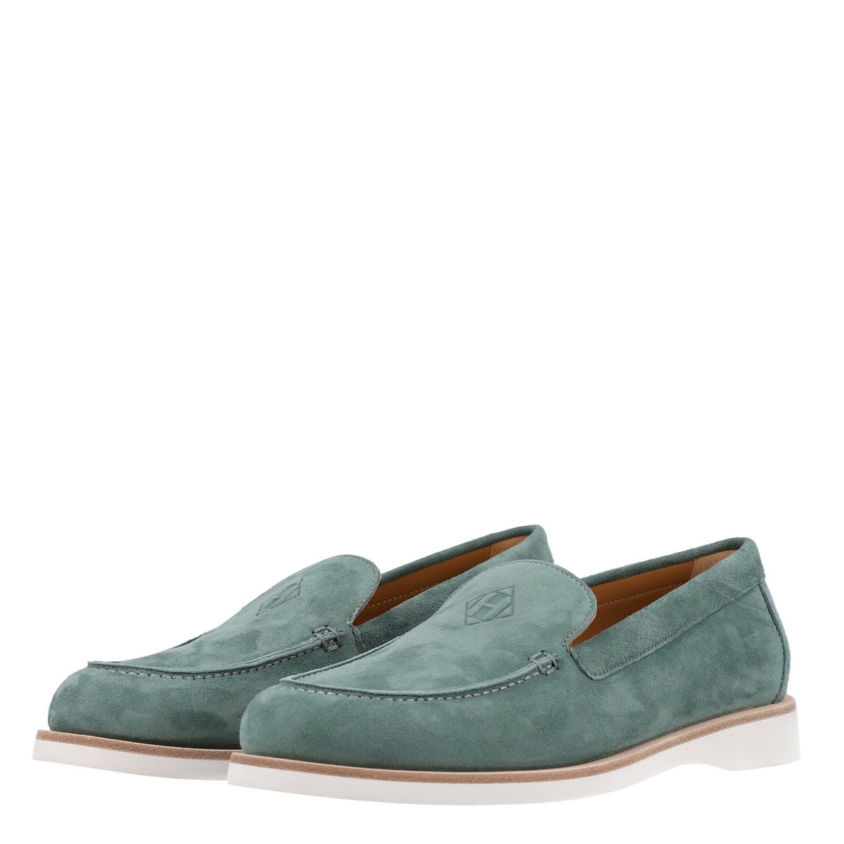 Suede Calfskin Womens Low Loafers 38 Vert Cedre wholesalehk.shop