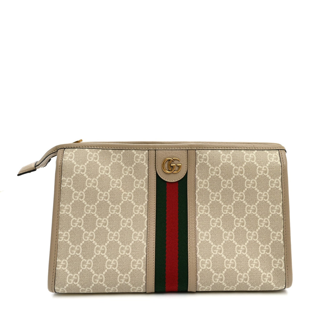 GG Supreme Monogram Web Ophidia GG Toiletry Case Beige Mystic White Oatmeal wholesalehk.shop