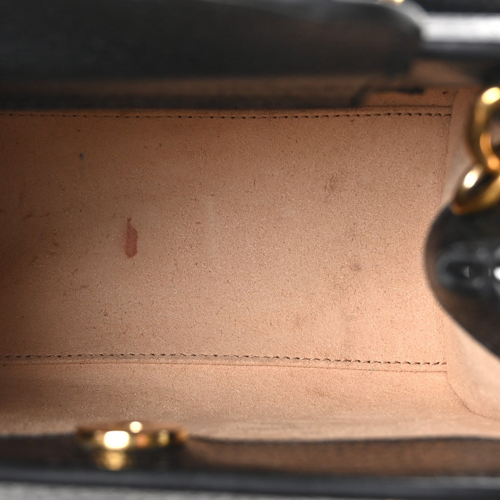 Textured Dollar Calfskin Web Mini Diana Tote Bag Black Dusty Grey wholesalehk.shop