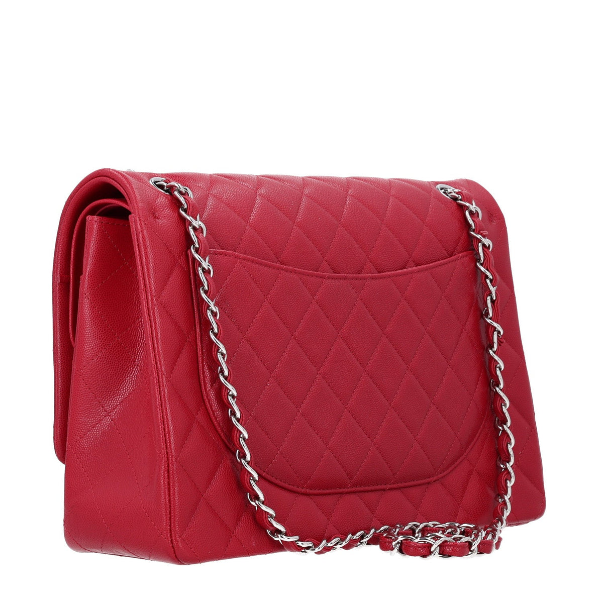 Caviar Quilted Maxi Double Flap Dark Red wholesalehk.shop