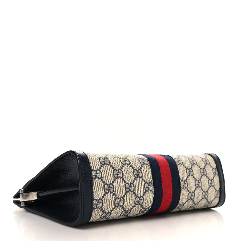 GG Supreme Monogram Textured Dollar Calfskin Web Small Ophidia Chain Shoulder Bag Beige Blue wholesalehk.shop