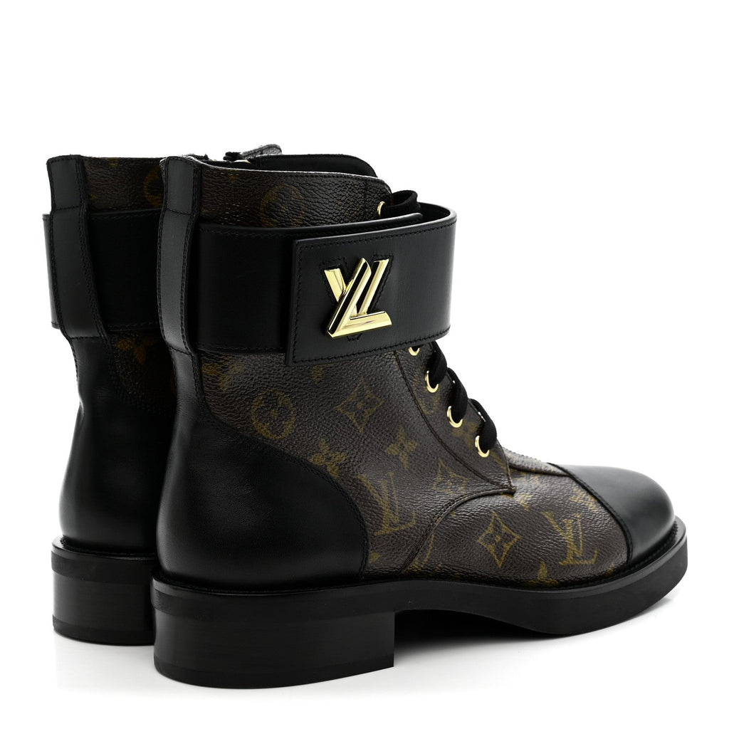 Calfskin Monogram Wonderland Flat Ranger Boots 39 Black £¨ Direct shipment via from wholesalehk.shop