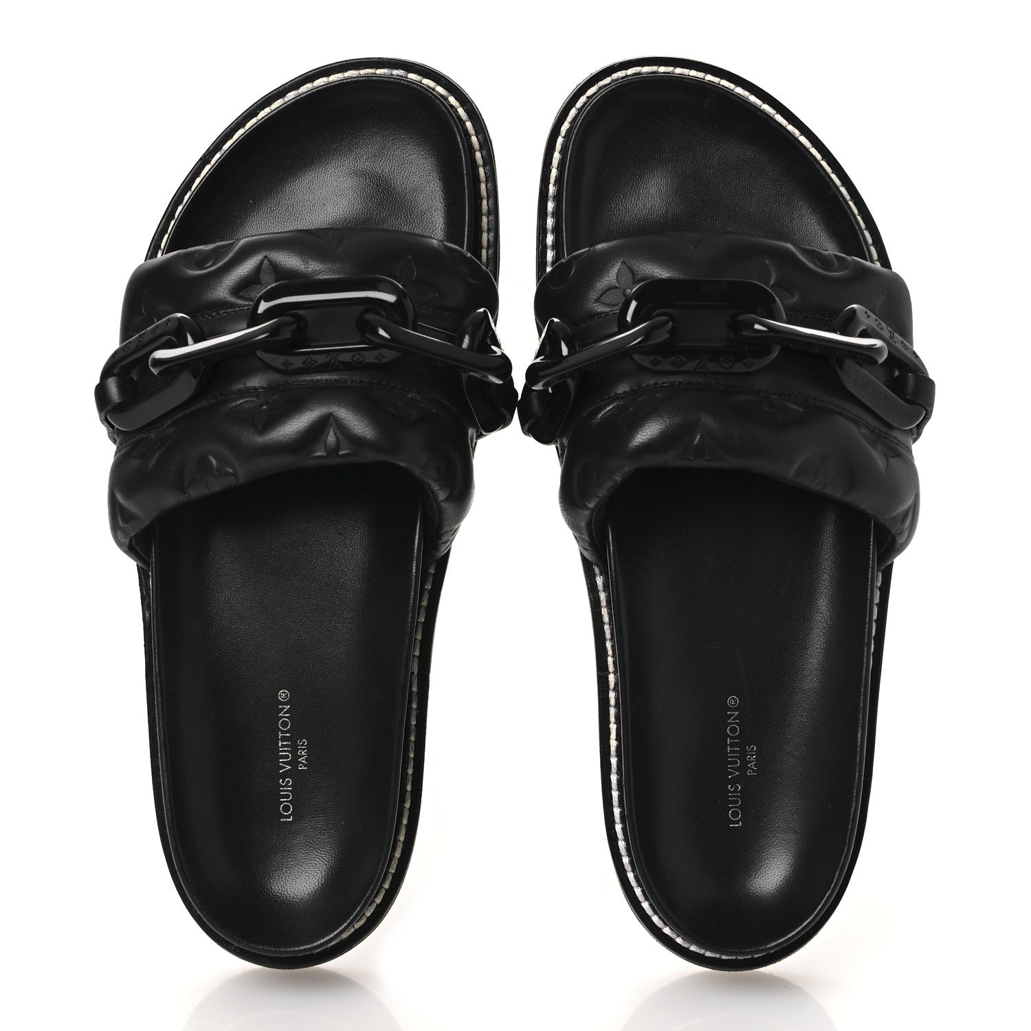 Calfskin Embossed Monogram Sunset Flat Comfort Mule 38.5 Black £¨ Direct shipment via from wholesalehk.shop