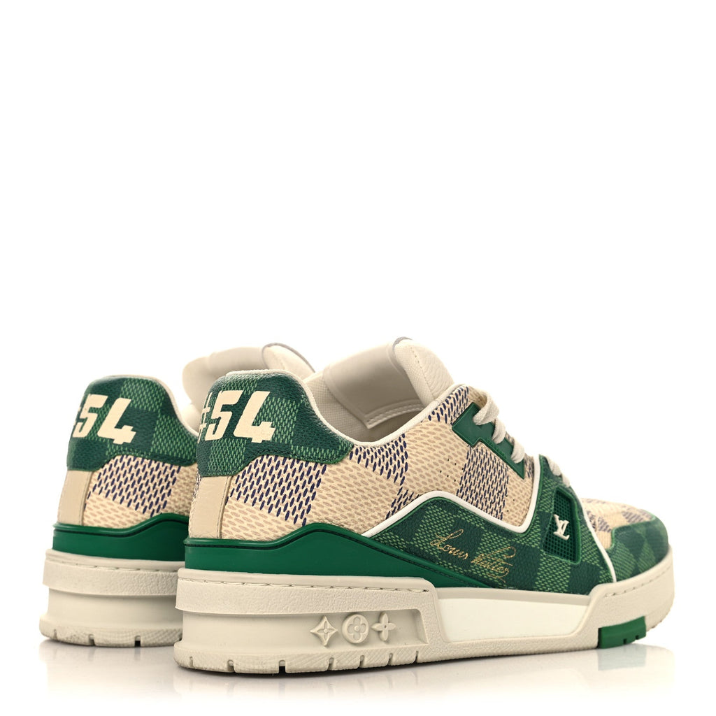 Damier Grained Calfskin Monogram Mens LV Trainer Sneakers 4 Green £¨ Direct shipment via from wholesalehk.shop