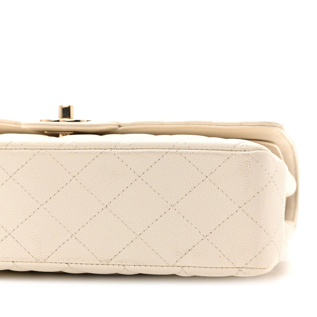 Caviar Quilted Medium Double Flap White wholesalehk.shop