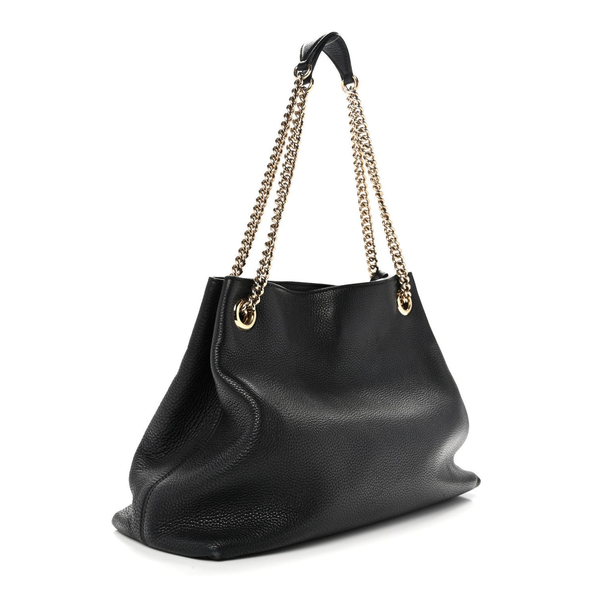 Pebbled Calfskin Medium Soho Chain Shoulder Bag Black wholesalehk.shop
