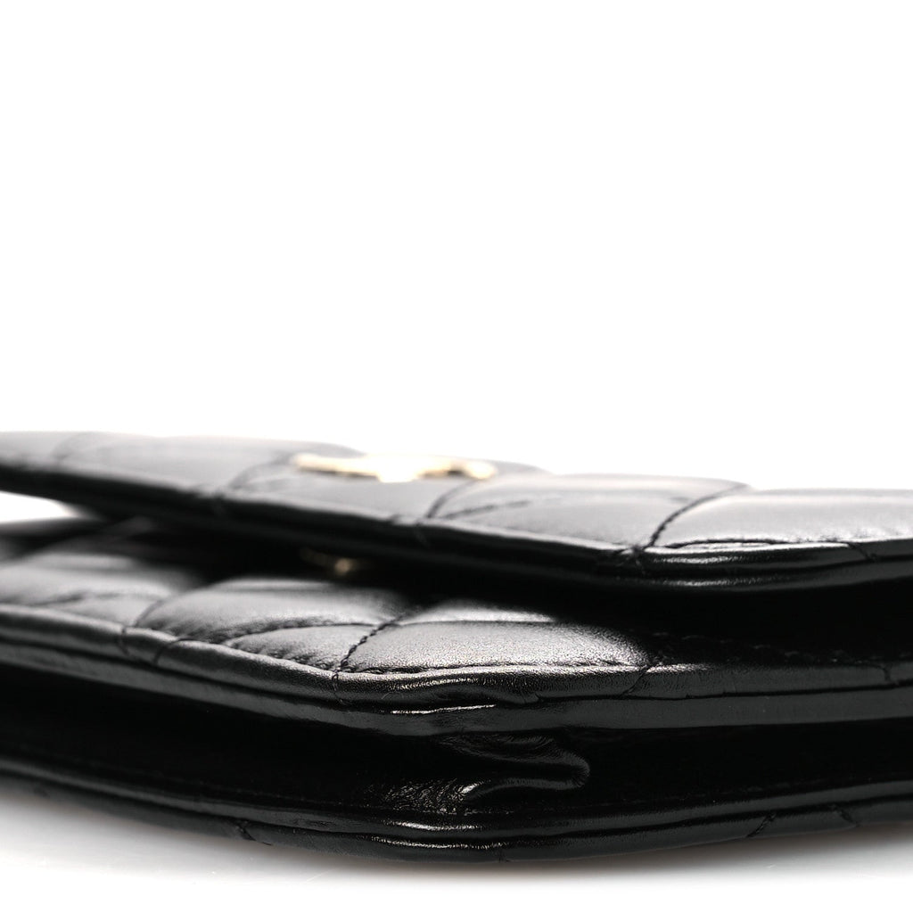 Calfskin Quilted Mini Maxi Pearls Wallet On Chain WOC Black wholesalehk.shop