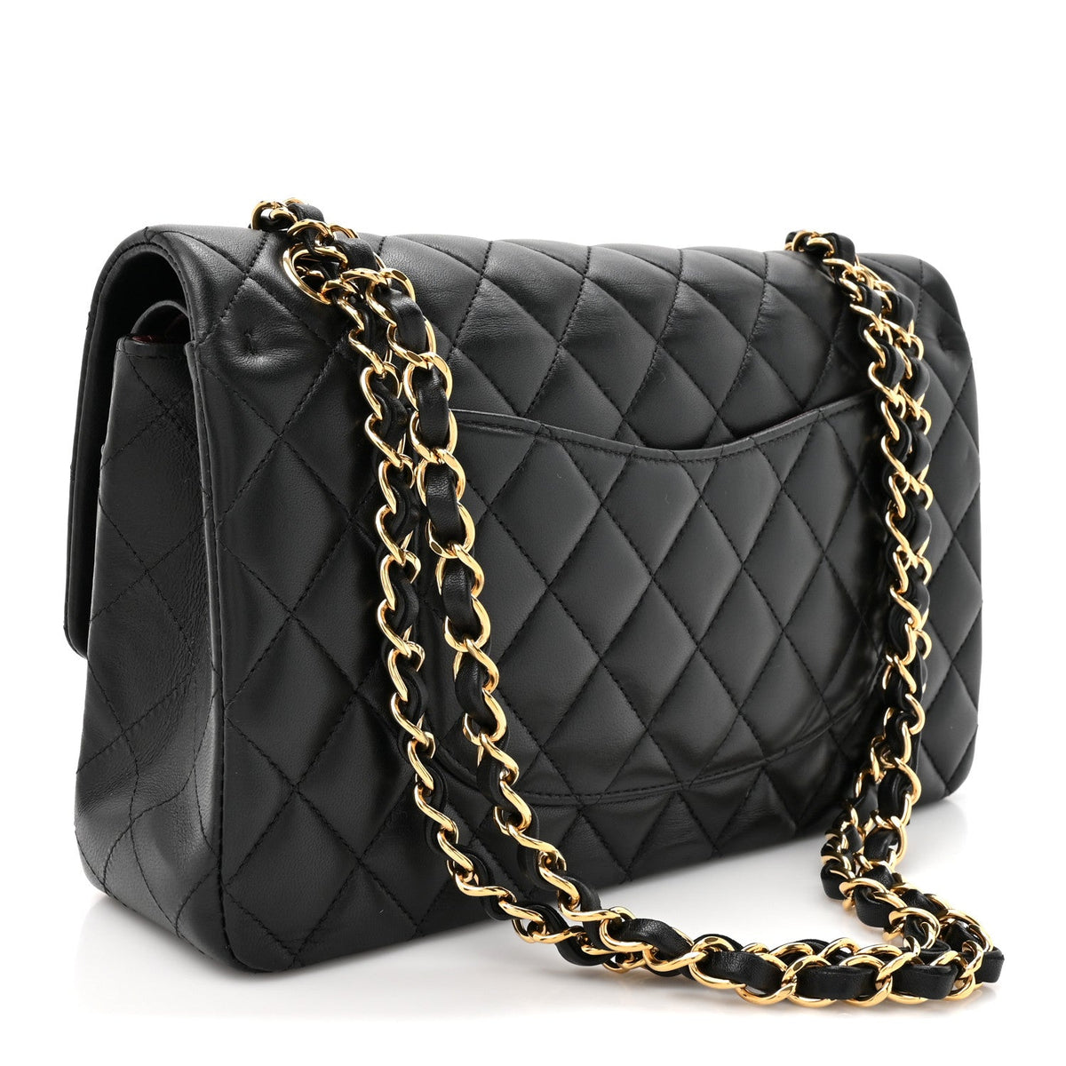 Lambskin Quilted Small Double Flap Black wholesalehk.shop