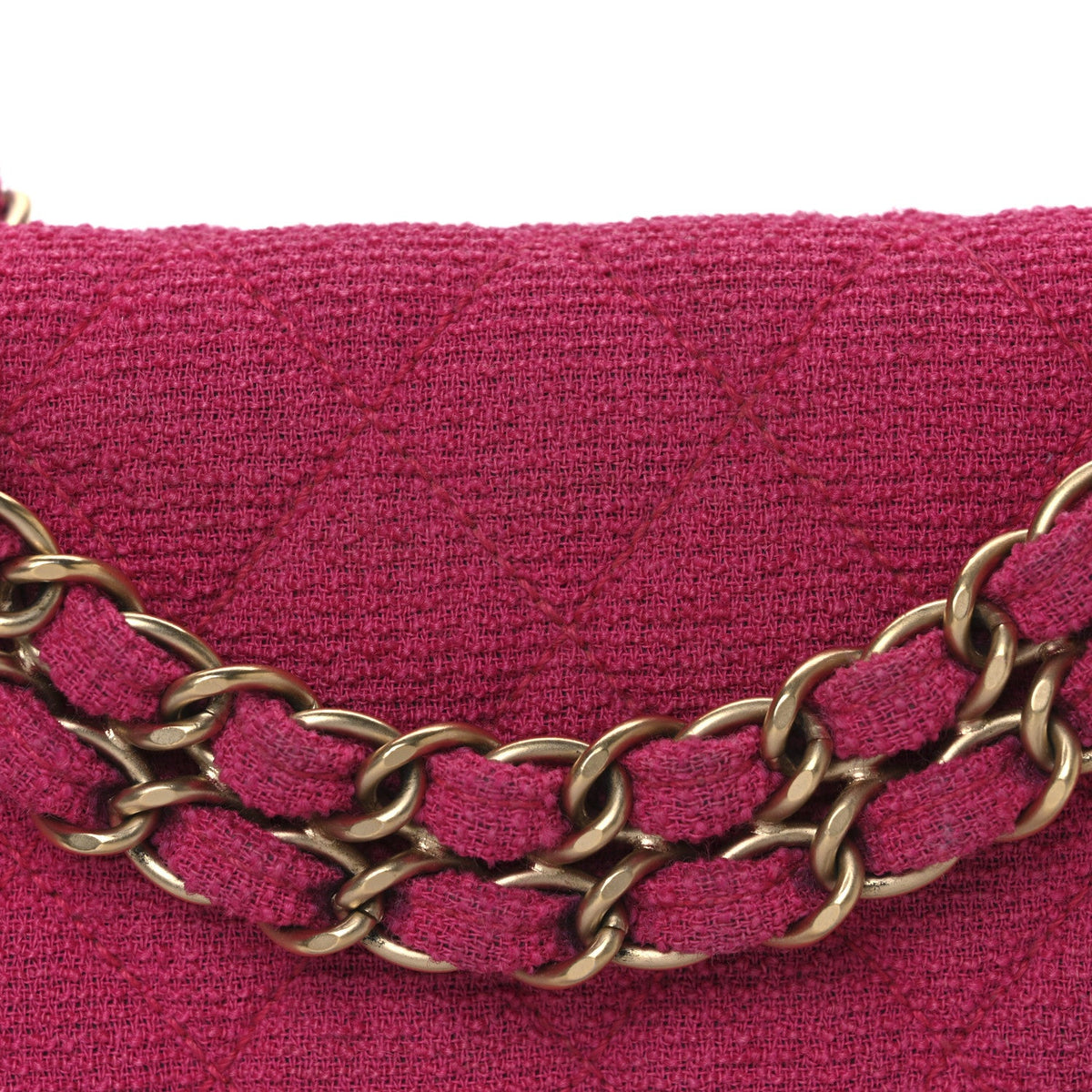Tweed Quilted Medium Double Flap Fuchsia wholesalehk.shop