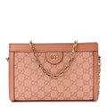 Monogram Textured Dollar Calfskin Small Ophidia Chain Shoulder Bag Cloche Rose Pink wholesalehk.shop