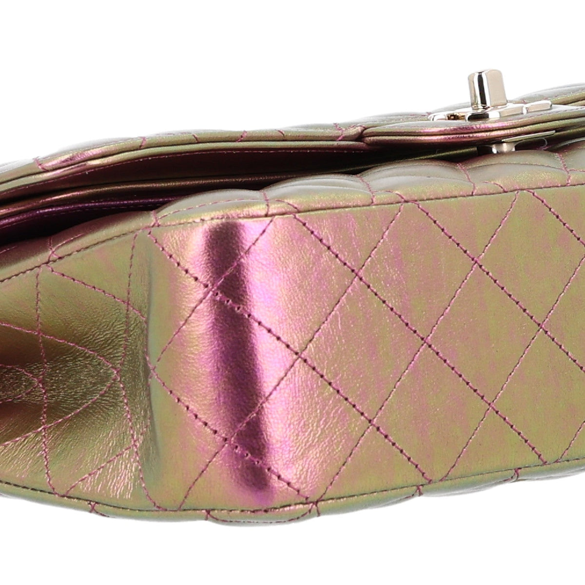 Iridescent Lambskin Quilted Medium Double Flap Purple wholesalehk.shop